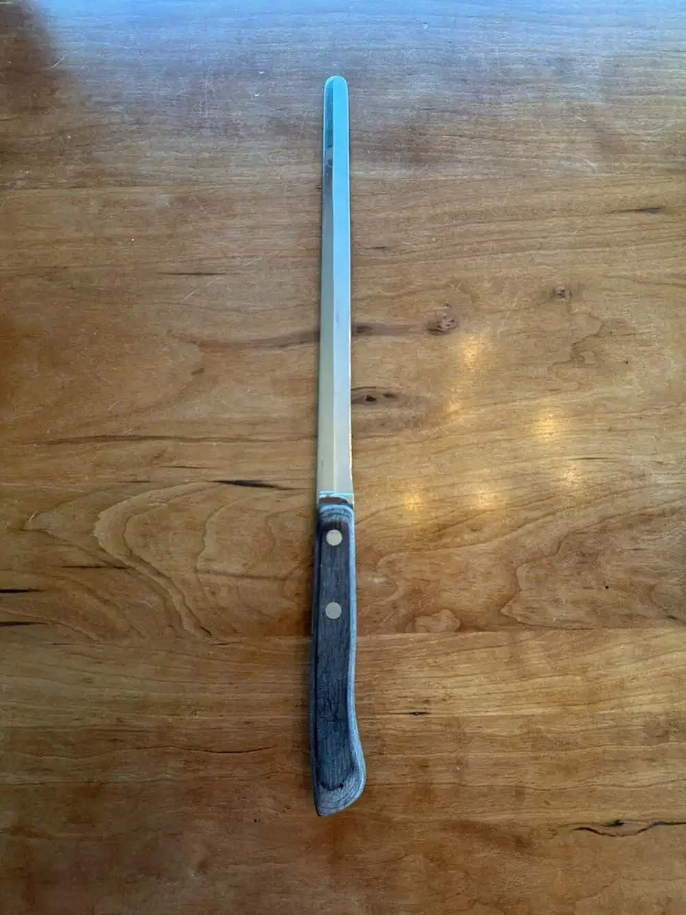 Vintage Flint Stainless Vanadium USA Slicing Knife with Wood Handle 14”